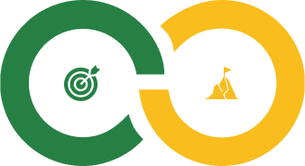 Symbolic representation of OpenGrains' mission and vision with intertwined green and yellow circles.